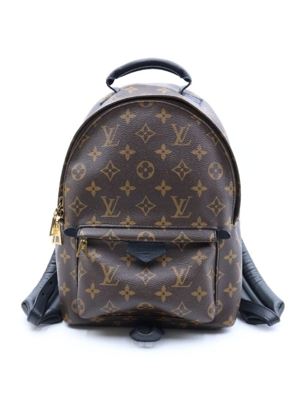 Louis Vuitton Monogram Palm Springs MM Backpack Brown Black Leather Gold